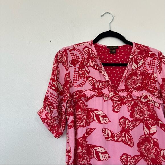 Anthropologie Vineet Bahl Inge Pink & Red Floral Embroidered Blouse - Picture 4 of 7